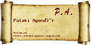 Pataki Agenór névjegykártya